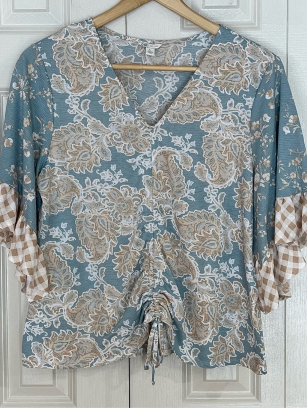 Cato EST. 1948 floral flutter sleeve top
